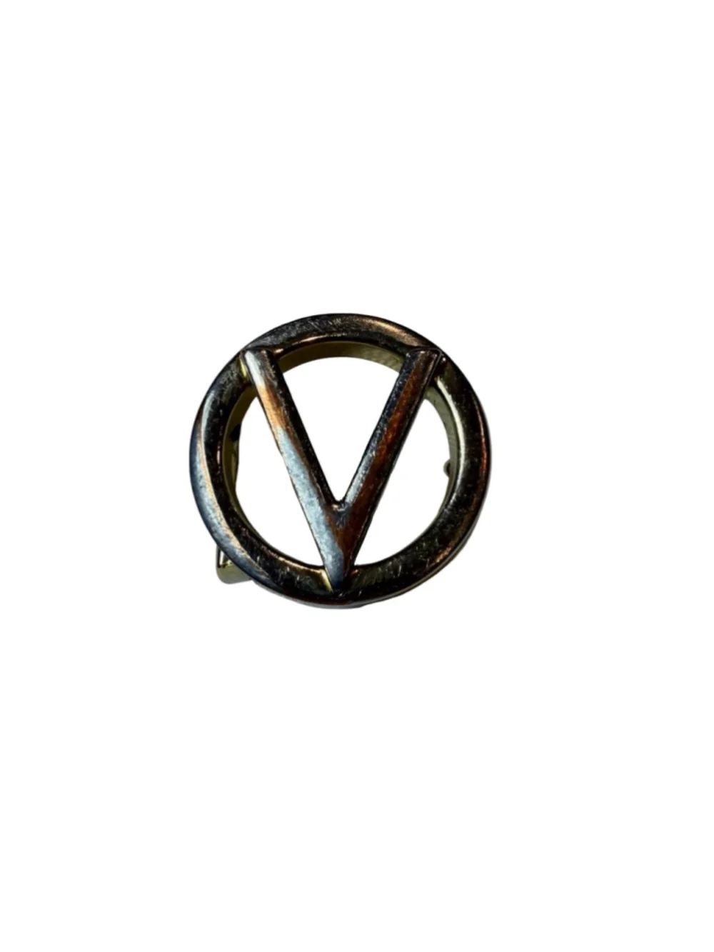 Vintage Valentino V Logo Belt Buckle SILVER Tone Designer Statement Accessory
